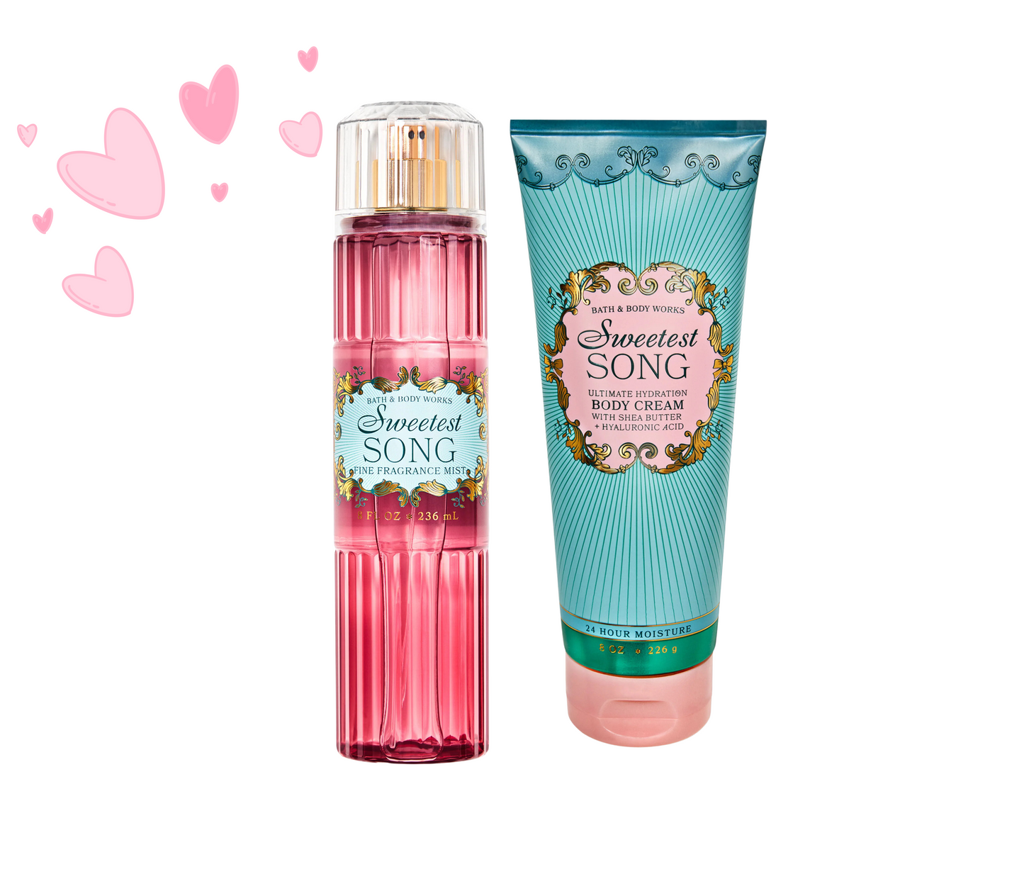 Sweetest Song Body Cream and Fragrance Mist set. (Set de crema corporal y fragancia).