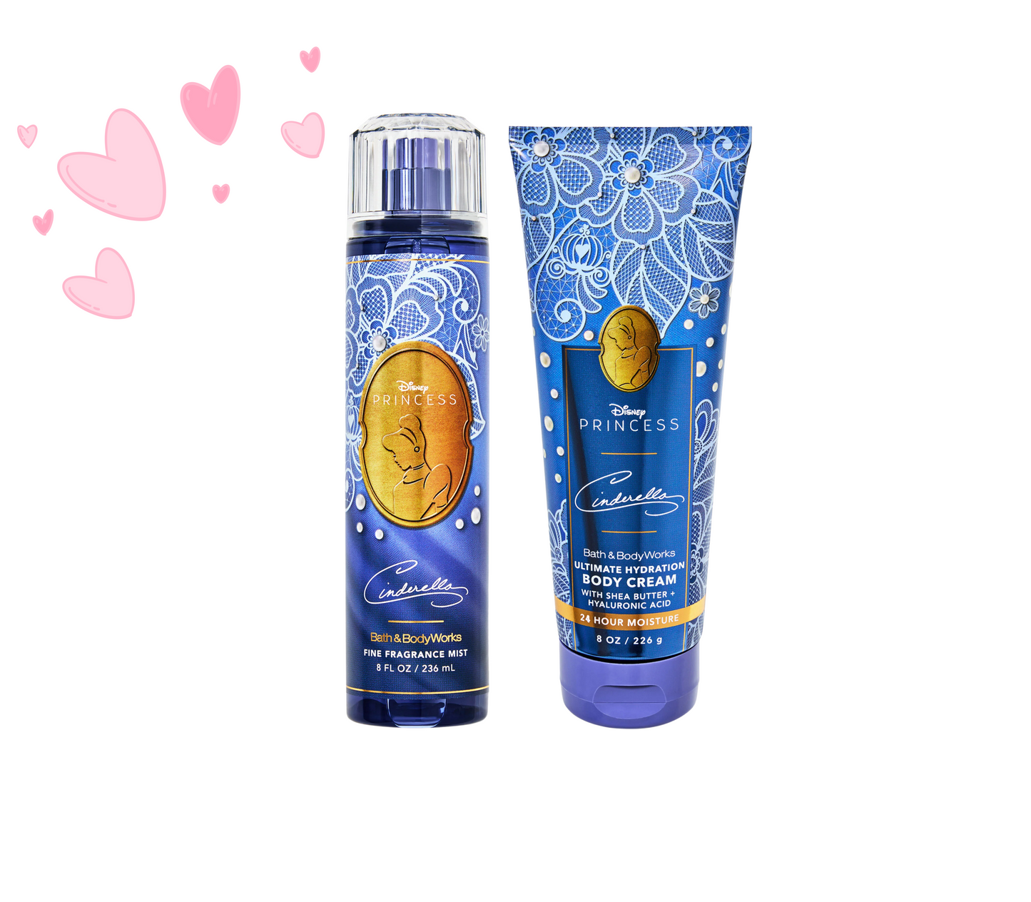 Cinderella Body Cream and Fragrance Mist Set. (Set de crema corporal y fragancia para el cuerpo).