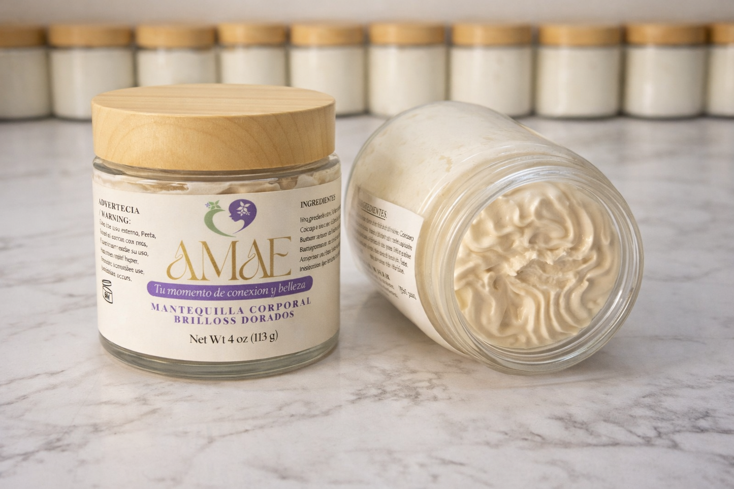 NUEVO SET DE MANTEQUILLA CORPORAL Y ACEITE CORPORAL BRILLOS DORADOS.