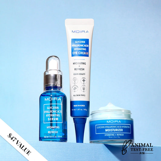 GLYCERIN HYALURONIC ACID HYDRATING SKINCARE BUNDLE (Set de cuidado de la piel con acido hialuronico).