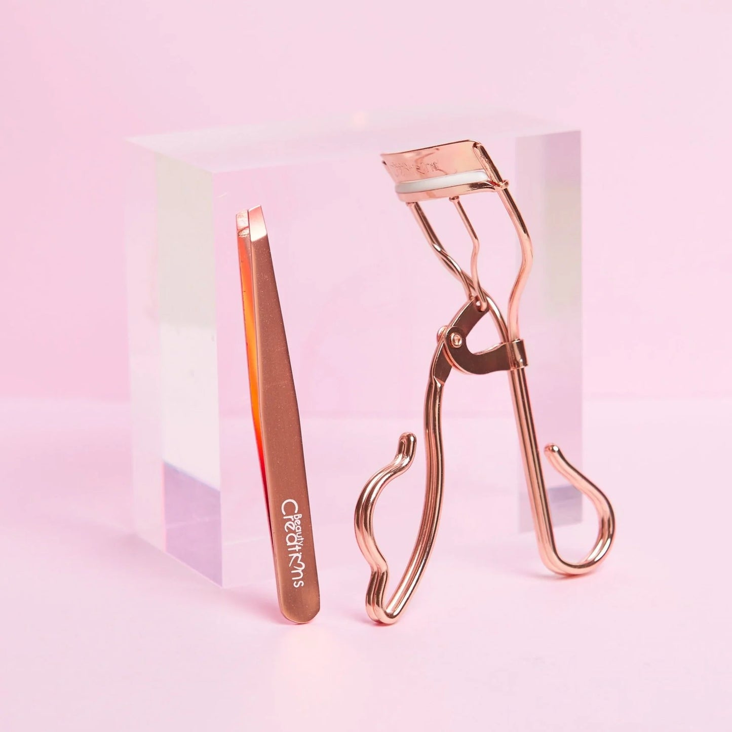 ROSEGOLD EYELASH CURLER AND TWEEZER SET (Set de encrespador y pinza para cejas)